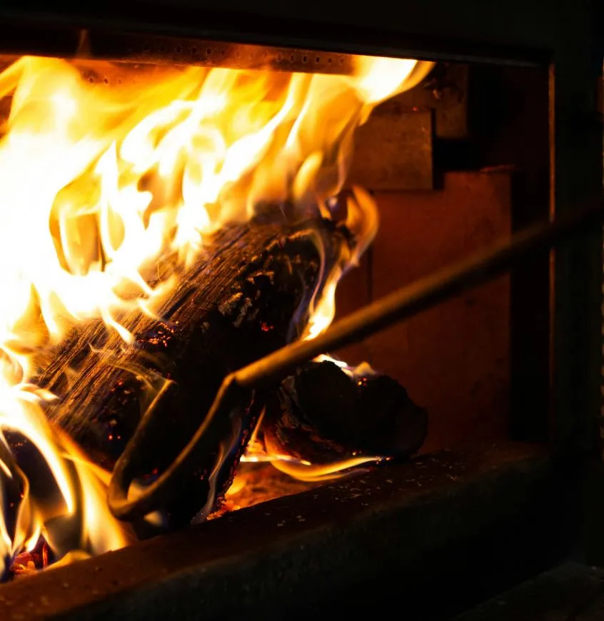 Fire in a wood stove